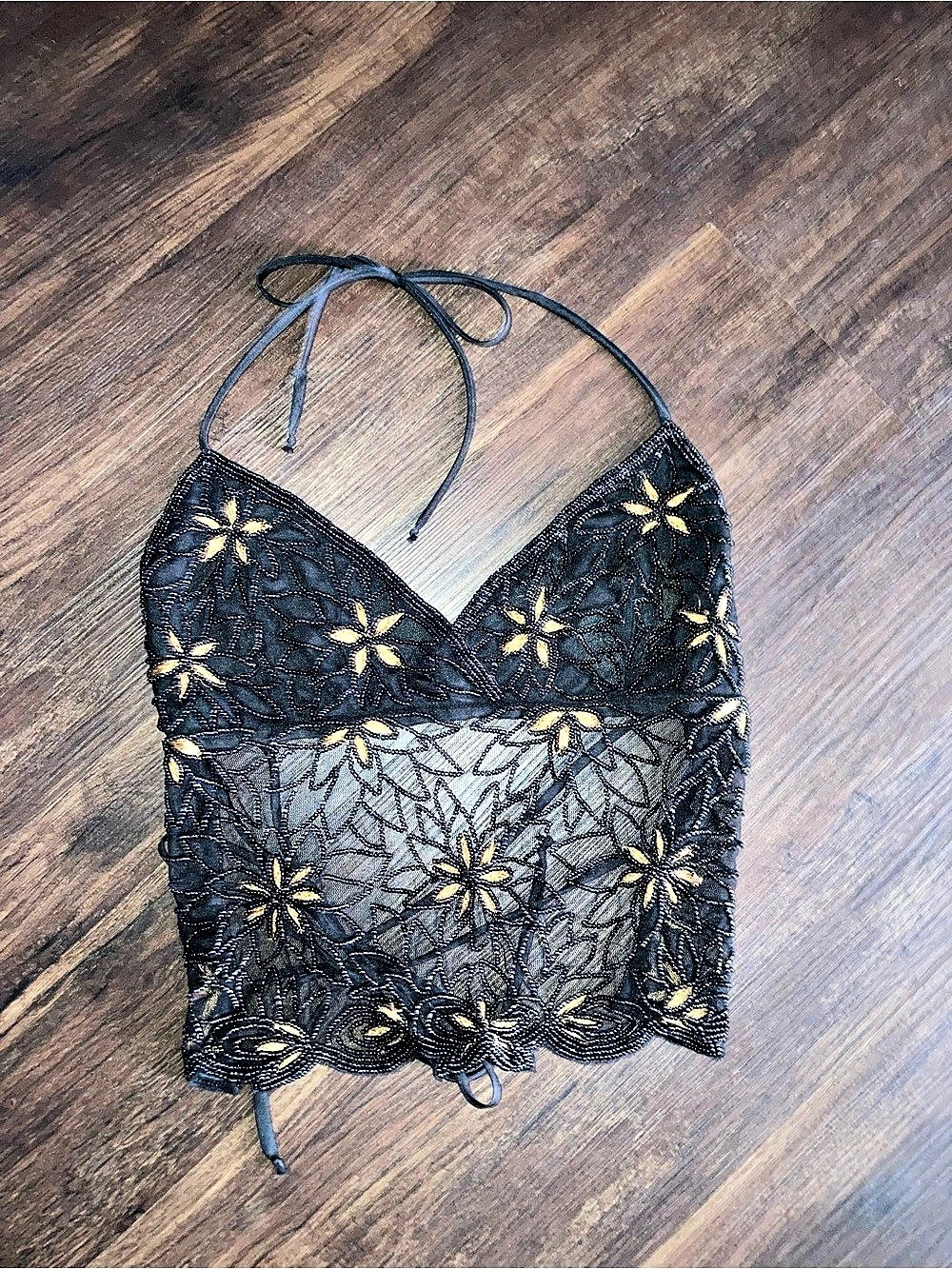 Charlotte Russe Lace black embroidered crop top size s